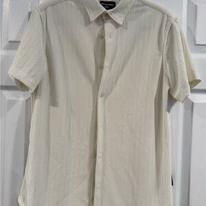 Men's Cream Short Sleeve Button Down Shirt